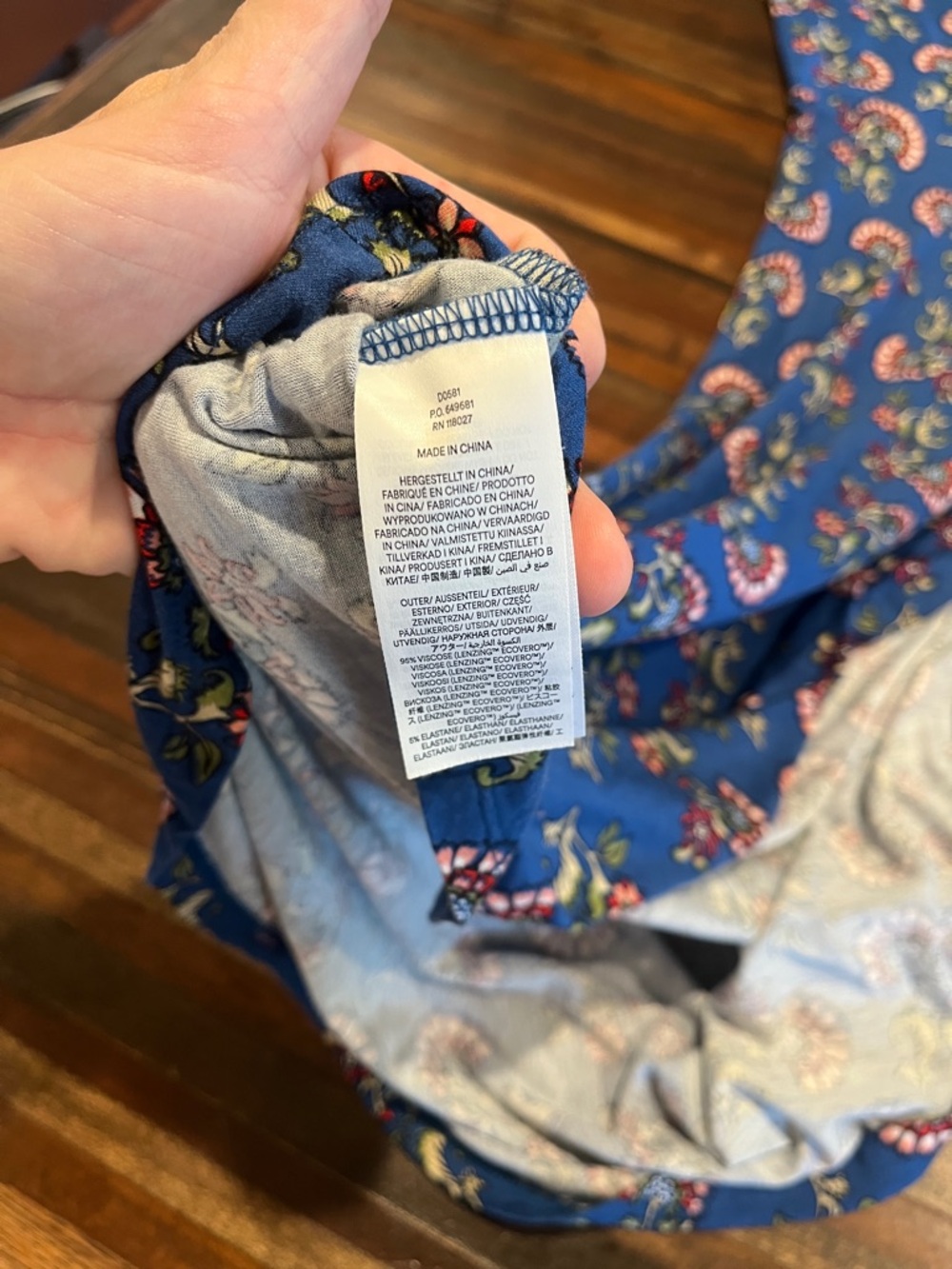 Boden Navy Rebecca Botanical-Print Jersey Midi Dress- size 4R US - Picture 5 of 5